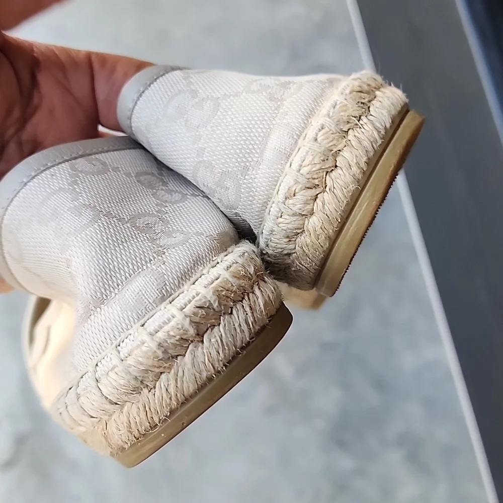 GUCCI GG Canvas And Leather Espadrilles